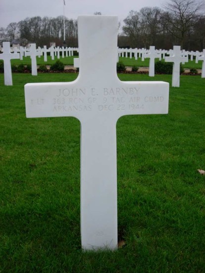 Grave of 1st Lieutenant John E. Barnby at the Cambridge American Military Cemetery