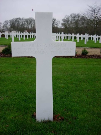 Grave of Private Charles P. Ingram at the Cambridge American Military Cemetery