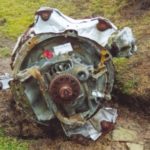 Remains of a Pratt & Whitney Twin Wasp engine at the crash site of Consolidated B-24 Liberator 42-52003, Mill Hill, Hayfield, Derbyshire