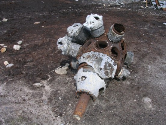 Wright Cyclone engines at the crash site of Boeing RB-29A Superfortress 44-61999 at Higher Shelf Stones, Bleaklow