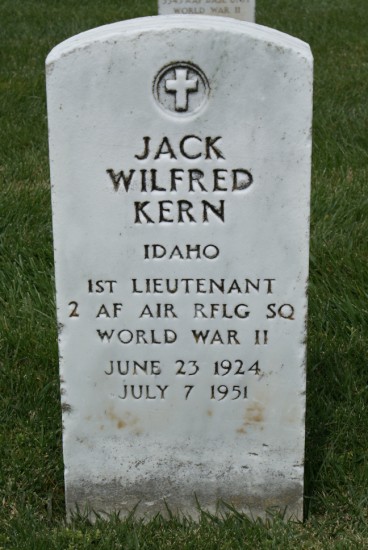 Grave of 1st Lieutenant Jack W. Kern at Golden Gate National Cemetery, San Francisco, California
