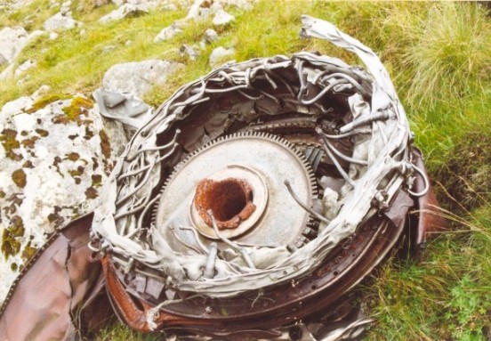 Engine wreckage at the crash site of McDonnell F-101C 56-0013 on Maol Odhar, Strontian