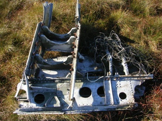Section of bomb bay at the crash site of Douglas B-26B 8811-B on Distinkhorn, South Lanarkshire