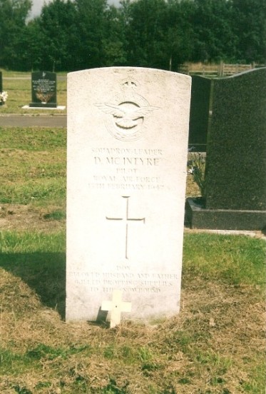 Grave of Squadron Leader Donald Don McIntyre at Buxton Cemetery, Derbyshire