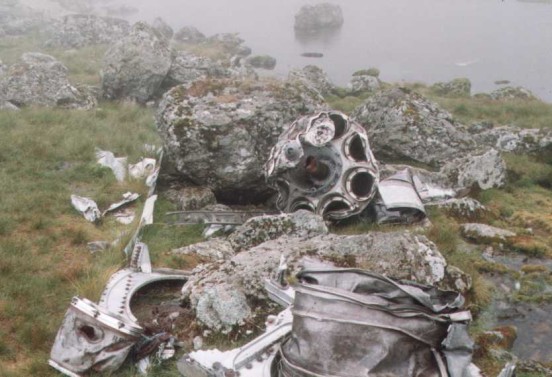 Engine wreckage beside Ffynnon Llyffant, Carnedd Llewelyn, from English Electric Camberra WK129