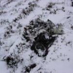 Wreckage at the crash site of Hawker Sea Hawk WV845 on Creag an Lochain Deirg near Brora