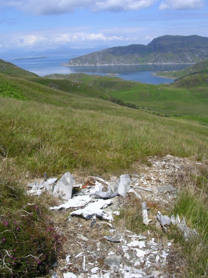 The view from the crash site of Consolidated Catalina AH533 on the slopes of Cruach na Seilcheig, Jura