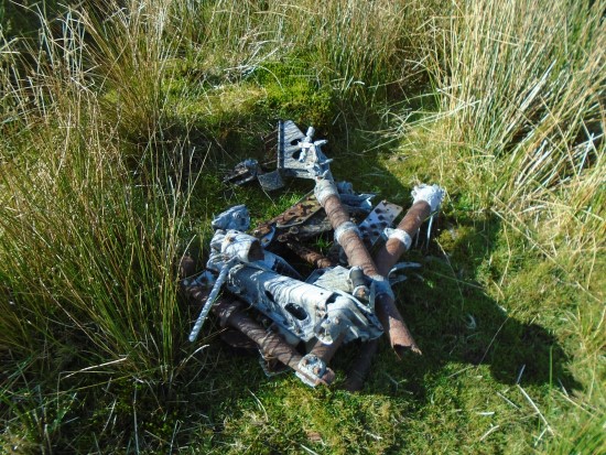 Wreckage at the crash site Airspeed Oxford Mk.I DF471 on Great Coum, Cumbria