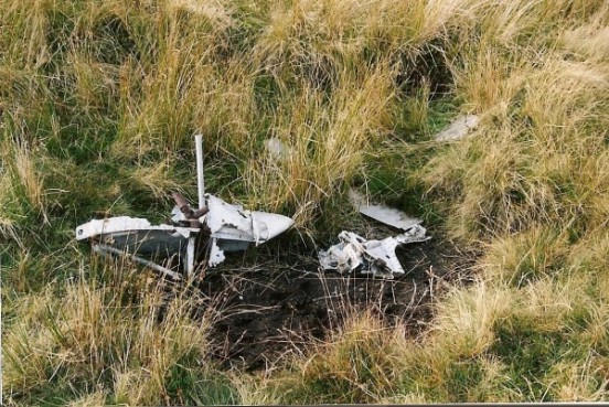Wreckage at the crash site of Barracuda DR306 on Whernside, Ribblehead, Yorkshire