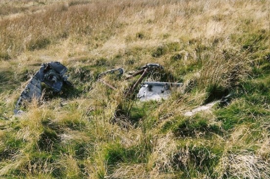 Wreckage at the crash site of Barracuda DR306 on Whernside, Ribblehead, Yorkshire