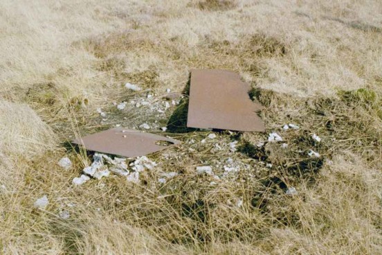 Wreckage at the crash site of Halifax DT581 on Hoar Side Moor, Todmorden, Yorkshire