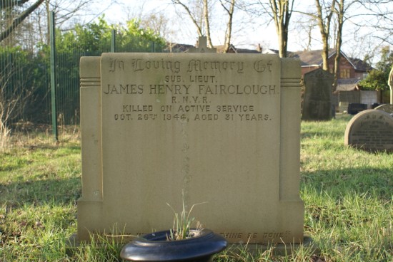 Sub Lieutenant James Henry Fairclough's grave at Ringley St Saviour churchyard, Greater Manchester