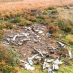 Wreckage at the crash site of Vickers Wellington Mk.IC DV810 on Broomhead Moor near Langsett, South Yorkshire