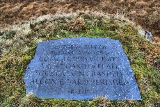 Memorial to the victims of the crash of Douglas Dakota St Kevin, EI-AFL, in Cwm Edno, Dolwyddelan, Conwy