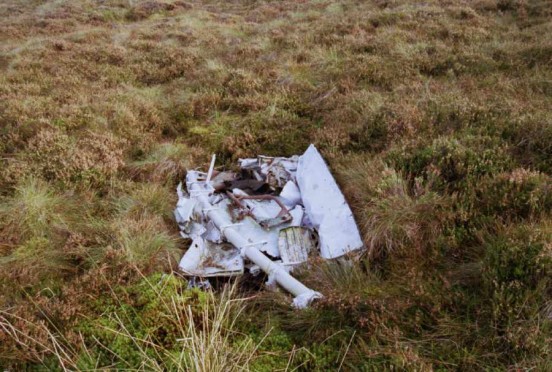 Wreckage at the crash site of Daktoa G-AMVC on Croglin Fell, Penrith, Cumbria