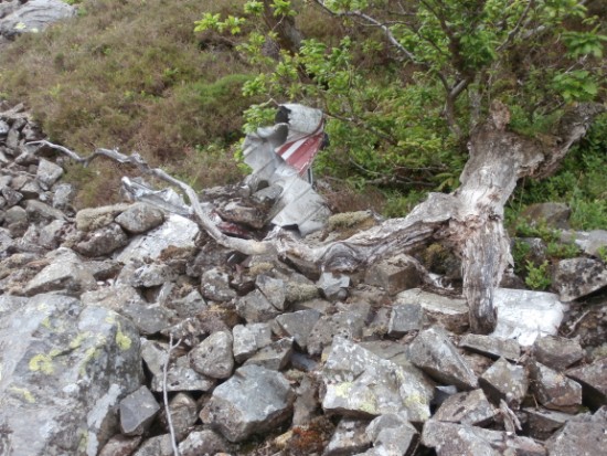 Wreckage close to the crash site of Piper Cherokee G-AZYP on Illgill Head above Wastwater, Wasdale