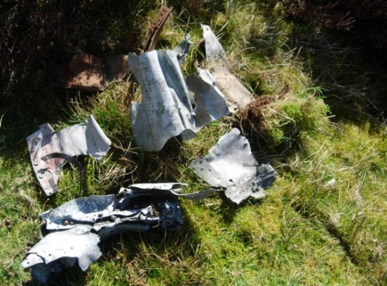 Wreckage at the crash site of Blackburn Skua near High Bentham, Lancashire