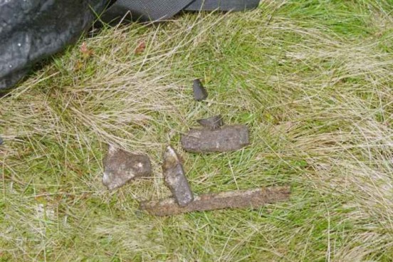 Small pieces of wreckage found at the crash site of Vickers Wellington Mk.10 MF627 on Rod Moor, Sheffield