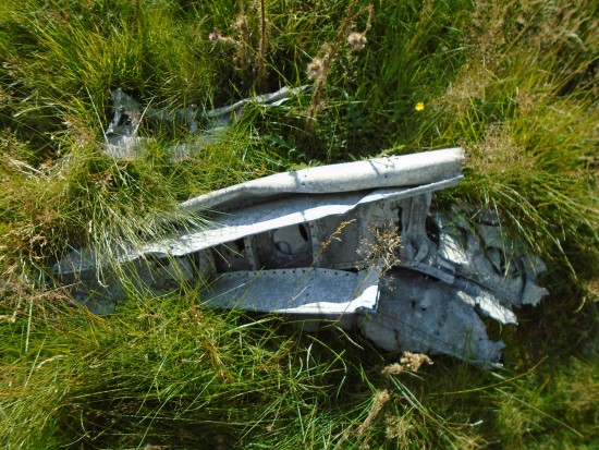 Wreckage at the crash site of Hawker Typhoon Mk.IB MN532 on Stony Hill, Muirkirk, East Ayrshire