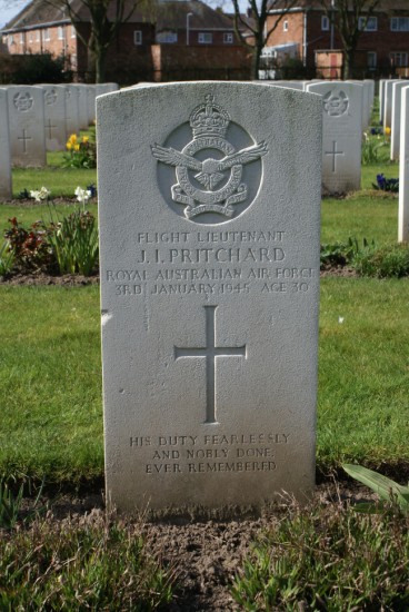 Grave of Jack Ivan Pritchard at Chester Blacon Cemetery, Cheshire