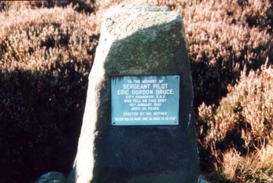 Memorial at the crash site of Hurricane P3522 on Caldbergh Moor, Colsterdale, Yorkshire