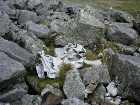 Aircraft wreckage, probably from Avro Anson Mk.I LT184, on Mynydd Perfedd