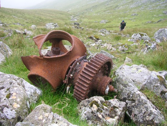 Propeller hub near the crash site of Avro Lincoln RF511 on Carnedd Llewelyn, Gwynedd, Wales - Copyright Peak District Air Accident Research