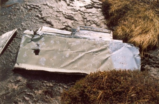 Wreckage at the crash site of Canadair Sabre XD730 and XD707 on Kinder Scout, Derbyshire