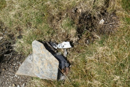 Small fragments of wreckage from Vickers Wellington Mk.IC T2714 on Burn Tod