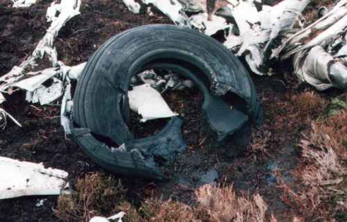 Wreckage at the crash site of Gloster Javelin XA662 on Apedale moor, Castle Bolton, Yorkshire