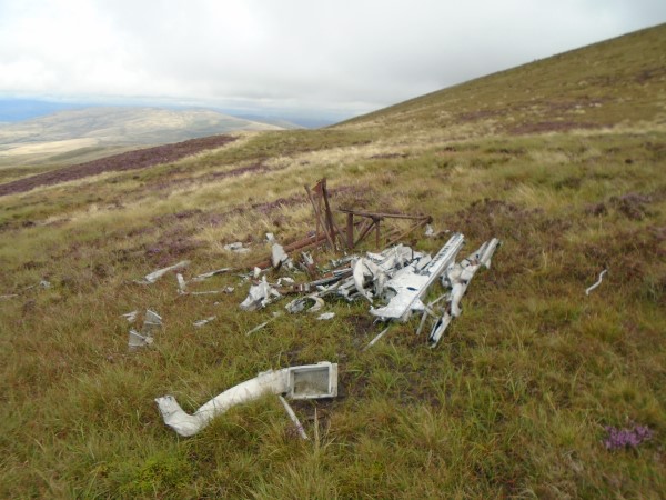 Wreckage at the crash site of Beechcraft C-45 44-47194 on Black Combe, Millom, Cumbria
