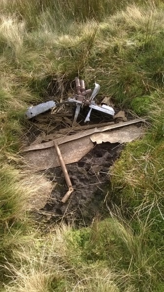 Wreckage at the crash site of Fairey Barracuda DR306 on Whernside, North Yorkshire