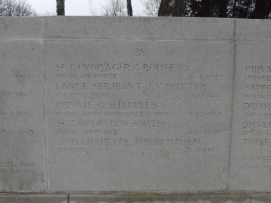 Screen Wall memorial at Manchester Southern Cemetery with commemoration of Sergeant Raymond Gerard Rouse