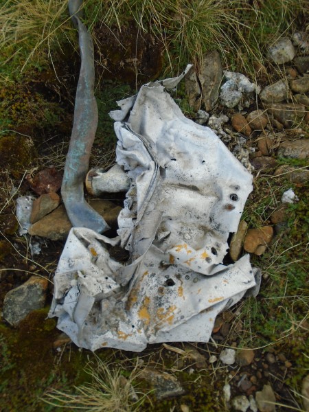 Wreckage at the crash site of Miles Master Mk.I N7761 on Broad Law, Scottish Borders