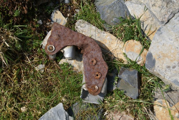 Wreckage at the crash site of Hawker Hurricane P3385 on Allt-y-Ceffylau near Blaenau Ffestiniog