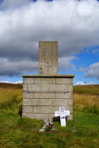 Grave stone at the crash site of Boulton Paul Defiant T4042 on Hunt Law commemorating Sergeant Anthony La Gruta