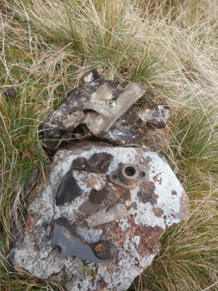 Wreckage at the crash site of Beech AT-7 on the Old Man of Coniston