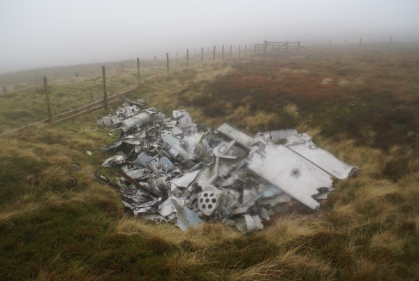 Wreckage at the crash site of de Havilland Venom WR557 at Farlam Currick, Croglin Fell