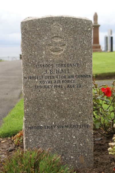 Grave of Sergeant John Benson Hall RAFVR at Dunure Cemetery, Ayrshire