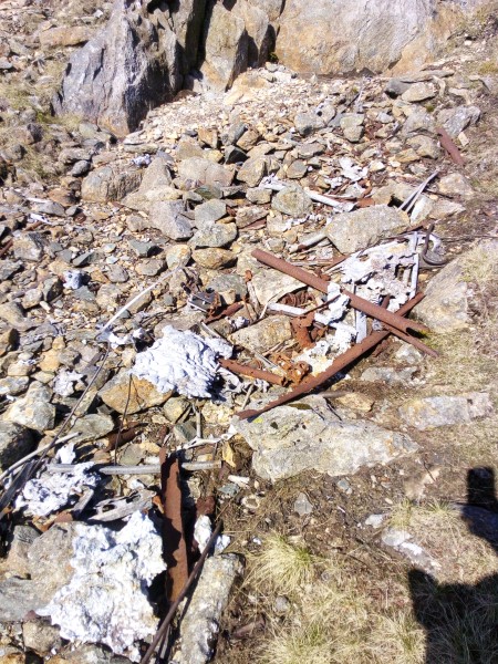 Wreckage at the crash site of Hawker Hector K8096 on Red Pike, Wasdale, Cumbria