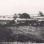 Wrecked aircraft in a photograph from the accident report, Consolidated B-24 42-52625, Brown Edge, Staffordshire