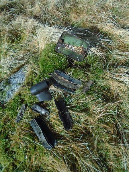 Wreckage at the crash site of Avro Anson EF935 on Corney Fell, Bootle, Cumbria