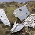 Wreckage close to the crash site of Consolidated Catalina Mk.IVB JX273 on Theiseabhal Beag, Isle of Vatersay